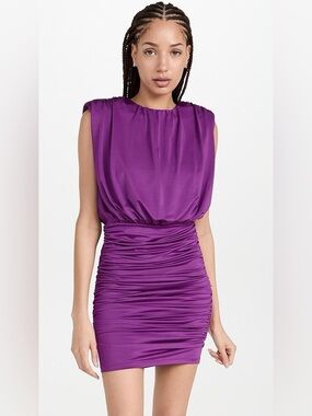 Veronica Beard Bora Satin Ruched Mini Dress in Dark Violet Size 6